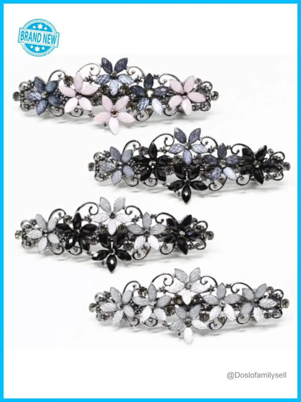 Vintage Rhinestone Crystal Hair Clips - Sparkly Flower Barrettes for Women